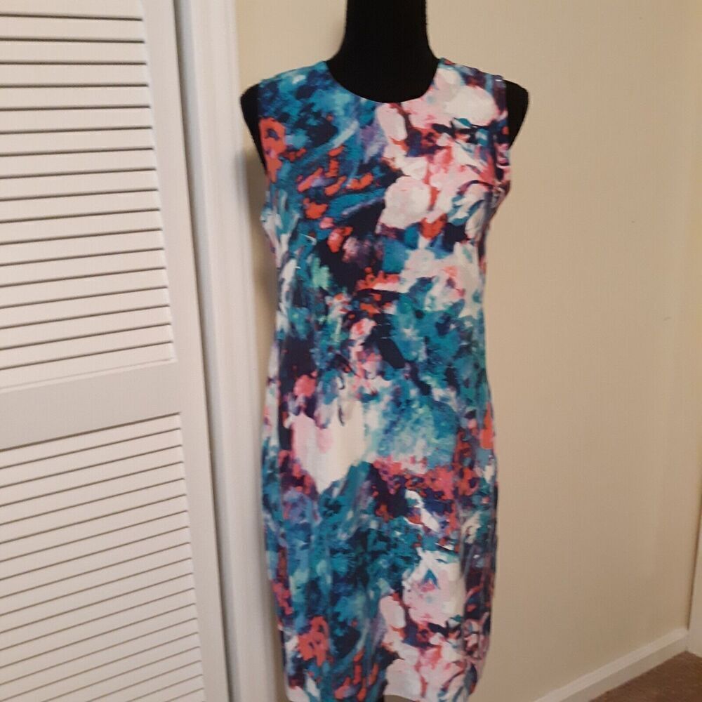 Cynthia Rowley Women's Silk Floral Watercolor Sleeveless Shift Dress Sz 2